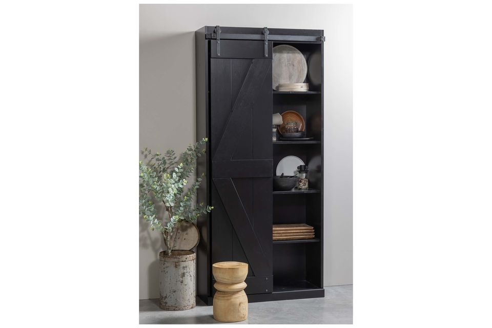 Armadio Harris con ante scorrevoli in legno nero Woood - 221cm