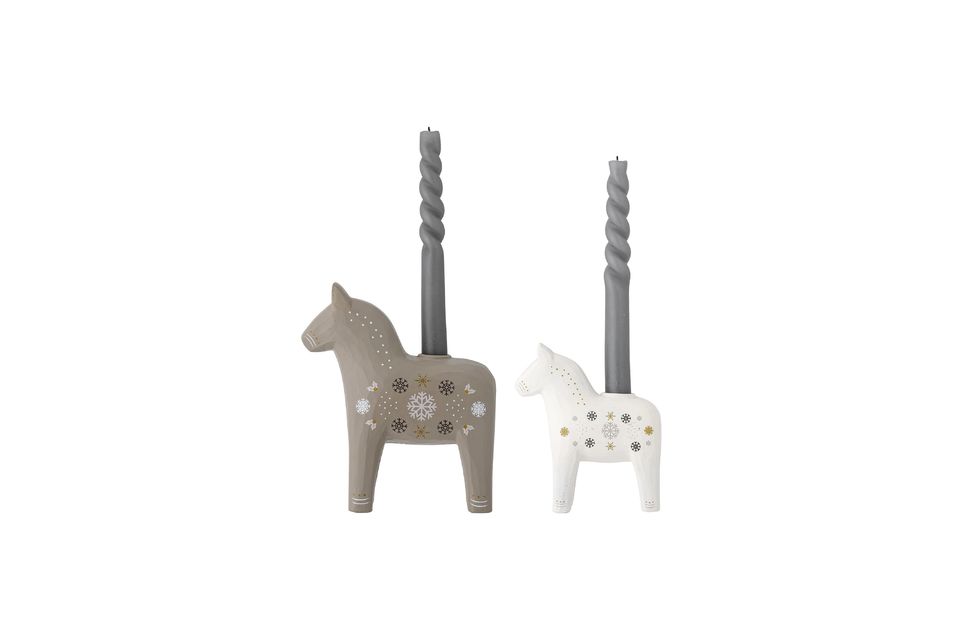 2 portacandele a cavallo pronti a ricevere una candela con diametro di base di 2,2 cm a piacere