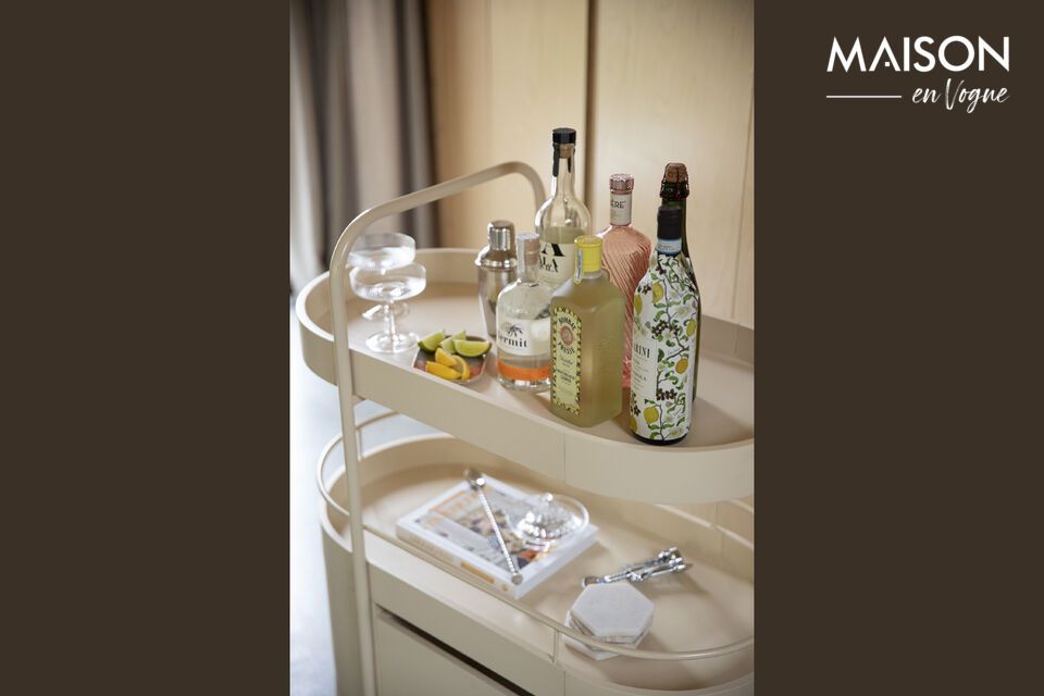 <pLa credenza Trolley in acciaio beige è molto più di un semplice mobile: è la perfetta