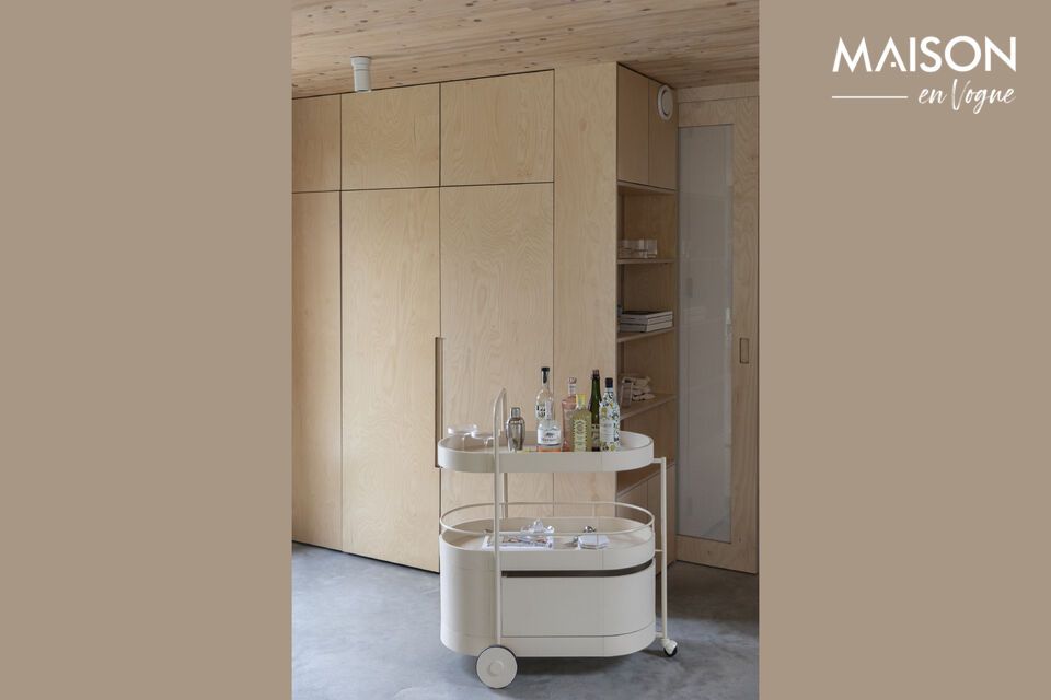 Carrello di servizio in acciaio beige Trolley Zuiver