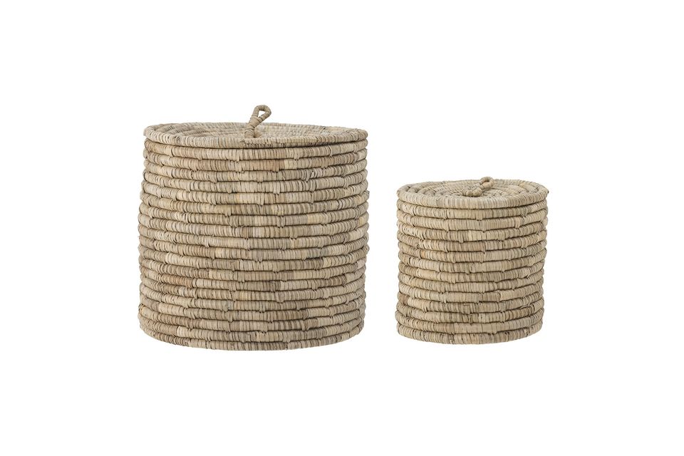 Cestini con coperchi in crine di mare Lino Bloomingville