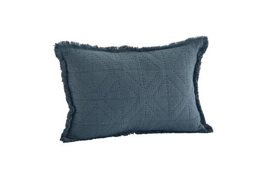 Copricuscino in cotone blu trapuntato