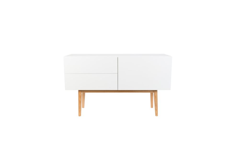 Credenza alta di legno con 1 anta e 2 cassetti Zuiver