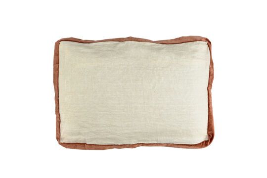 Cuscino Borders in lino bianco e cannella