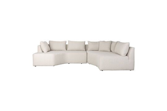 Divano angolare destro 5 posti in poliestere beige Prosper