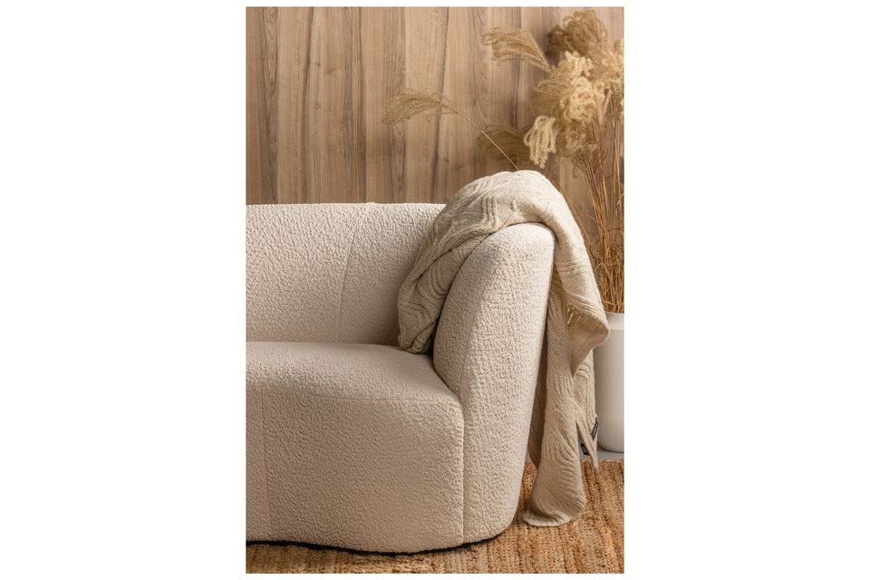 Il divano Stone a 2 posti a destra in tessuto crema è una panca accogliente e organica