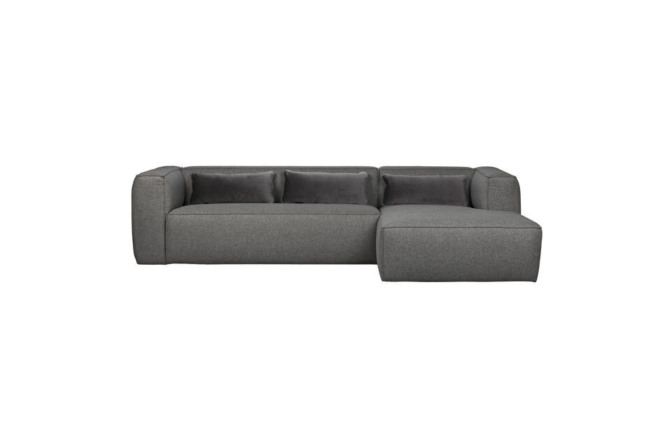 Il divano angolare destro a 5 posti in tessuto grigio Bean offre una superficie di seduta molto