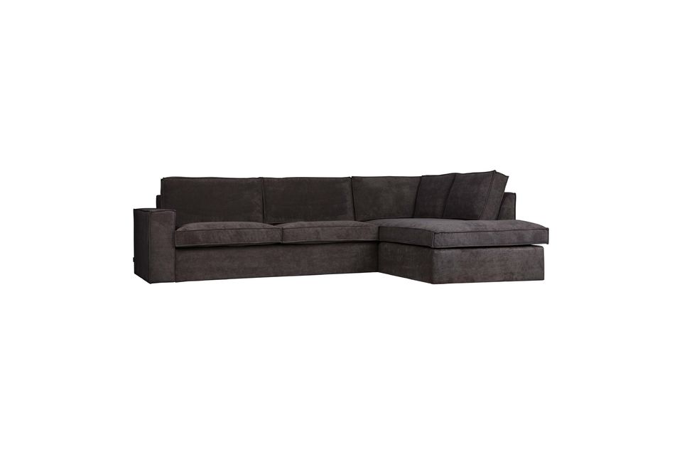 Il divano angolare a 3 posti Thomas WOOD nel colore grigio scuro sulla destra (se ci si trova di