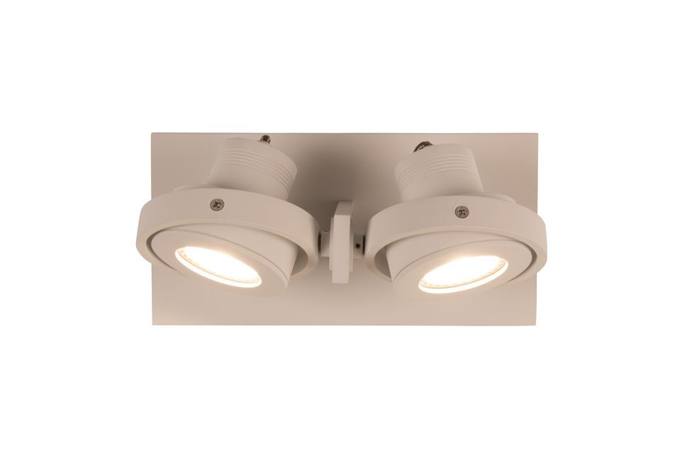 Questa doppia lampada a parete può essere fissata al soffitto per illuminare la stanza con un
