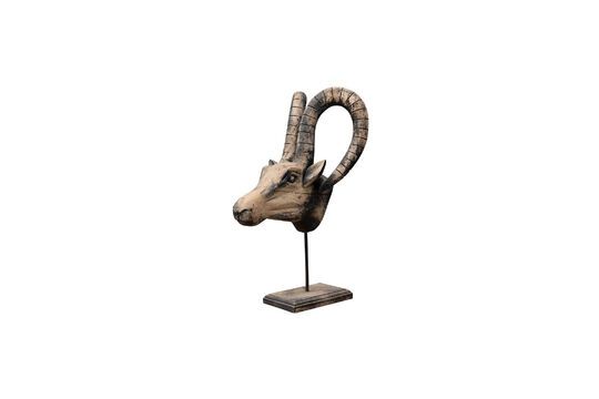 Figurina di ariete in legno grigio Nero