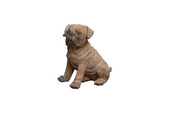 Figurina di cane in resina marrone Carlino