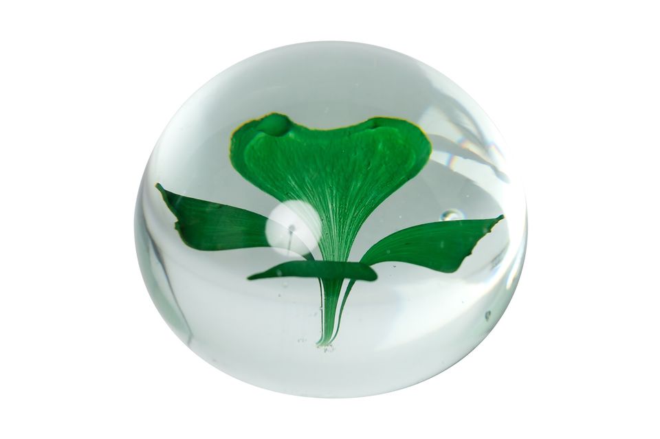Questo quadrifoglio all\'interno di una palla di vetro è l\'oggetto perfetto per una decorazione a