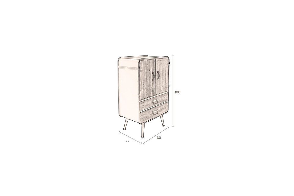 Cassettiera in legno e metallo