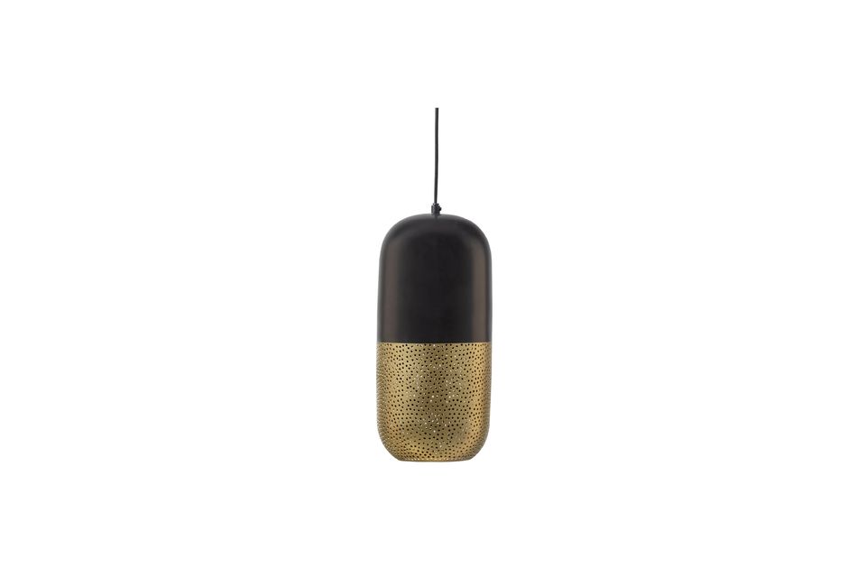 Grande lampada a sospensione in metallo nero e oro Tirsa Woood