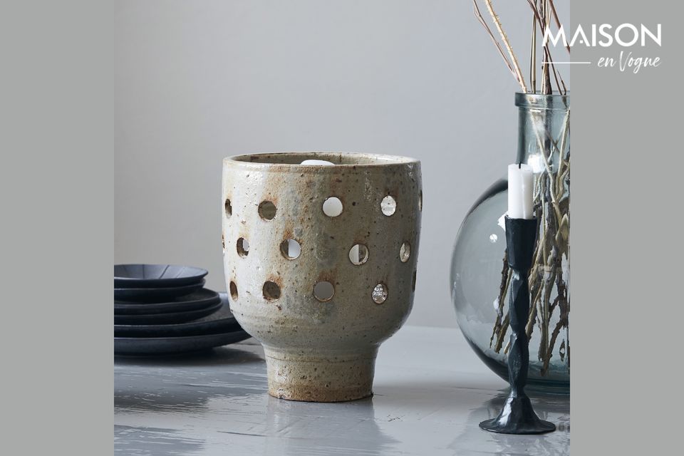 Grande portacandele in gres beige Artist House Doctor