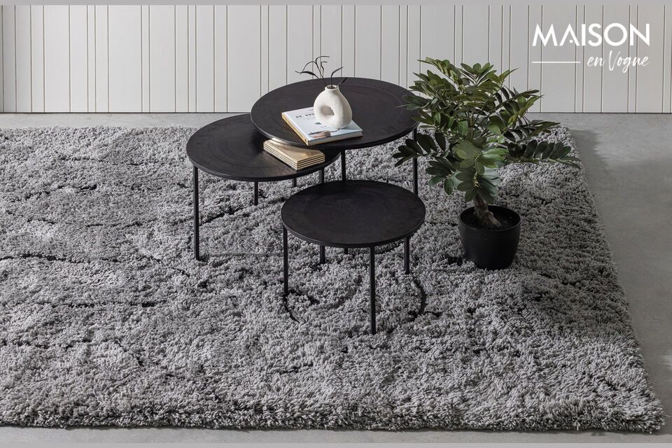 Grande tappeto in poliestere grigio chiaro e nero Nové Woood - 300cm