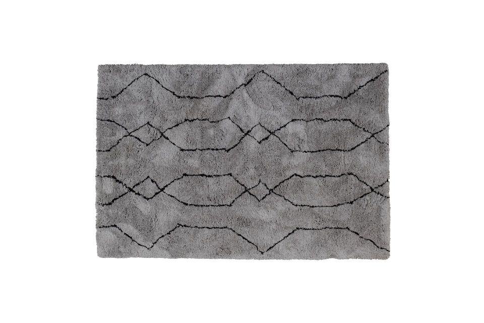 Grande tappeto in poliestere grigio chiaro e nero Nové Woood