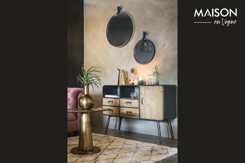 High Gin Credenza in legno e metallo Dutch Bone