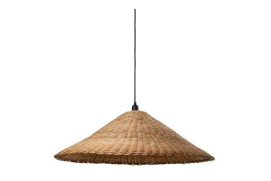 Lampada a sospensione in rattan beige Chapeau