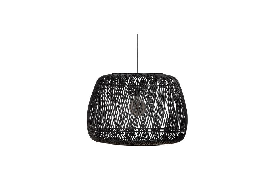 Elegante lampada a sospensione in bambù tinto di nero