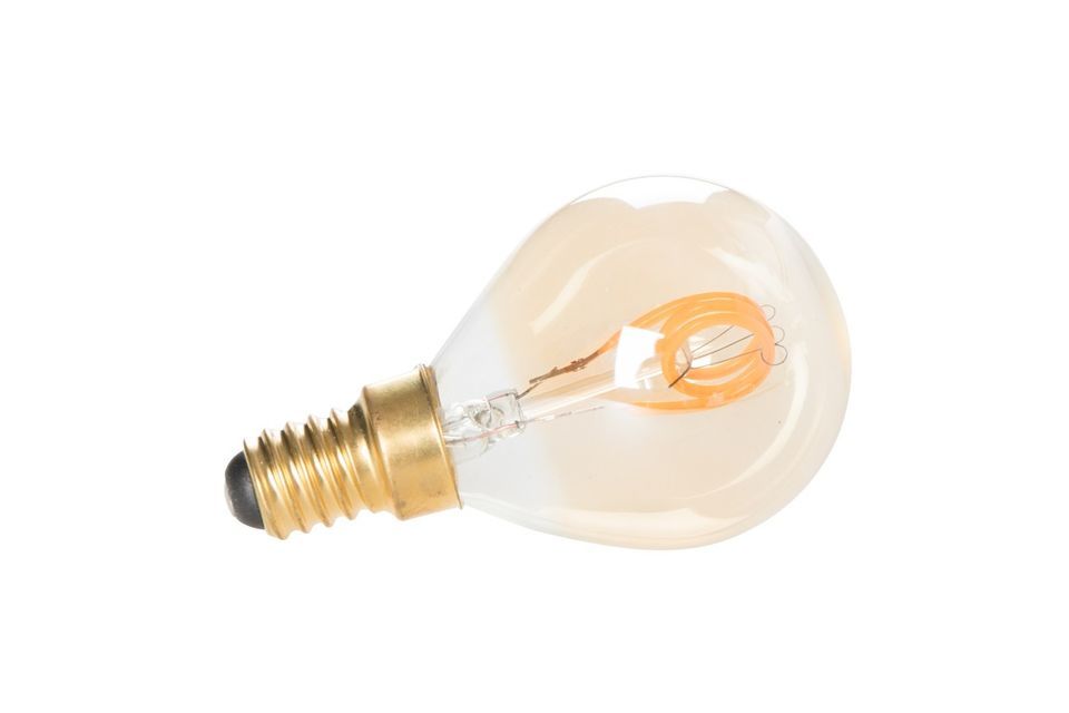 Questa lampadina di vetro ha la particolarità di essere progettata con filamenti LED dorati