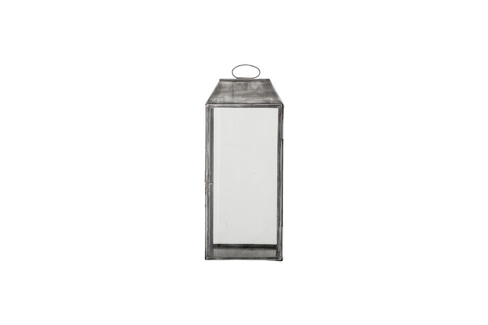Lanterna in vetro e metallo grigio da abbinare ad altri accessori per interni