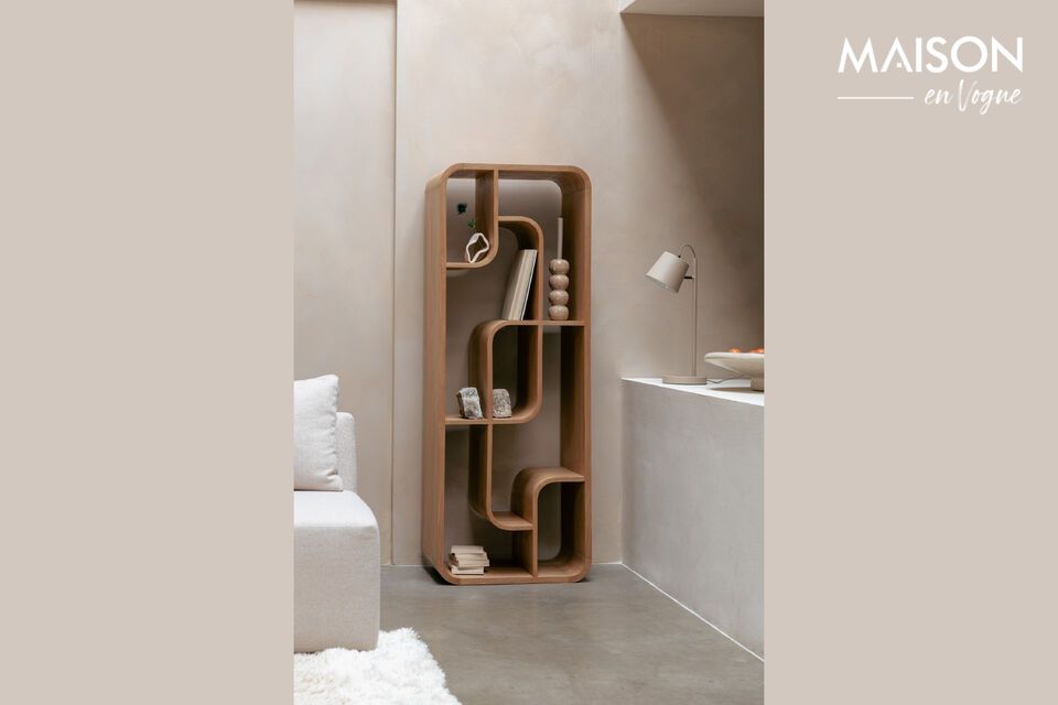 Libreria in legno massiccio di rovere marrone Seven Zuiver