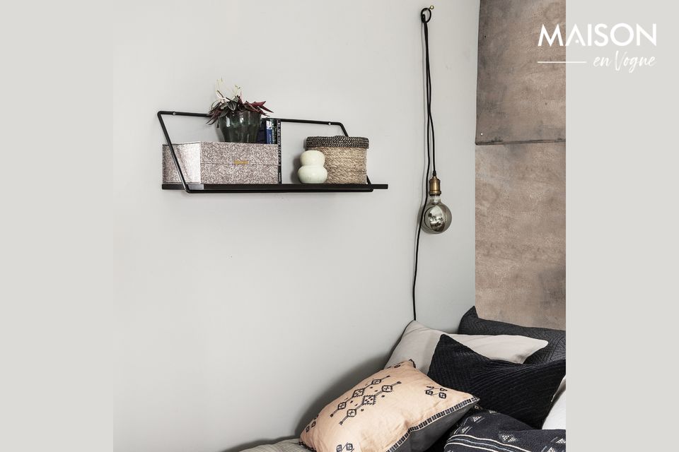 Mensola a muro in legno di mango nero Wired House Doctor - 70cm