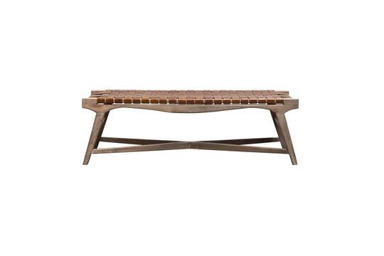 Panca in legno e pelle intrecciata marrone Hemingway
