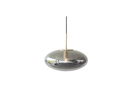 Pendente a ellisse in vetro di ottone grigio fumé Reflect