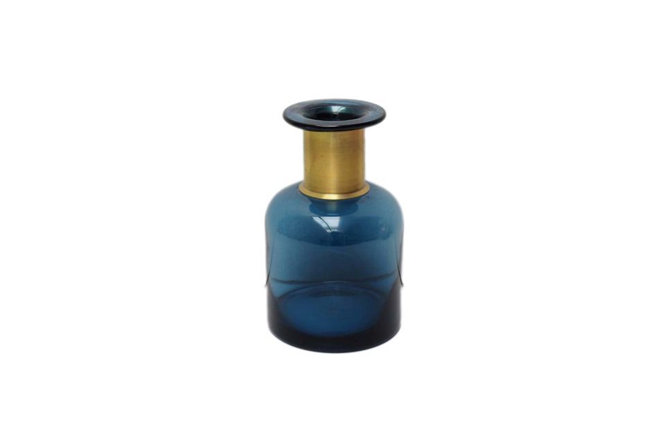 Pharmacie vaso per bottiglie blu con collo dorato Chehoma