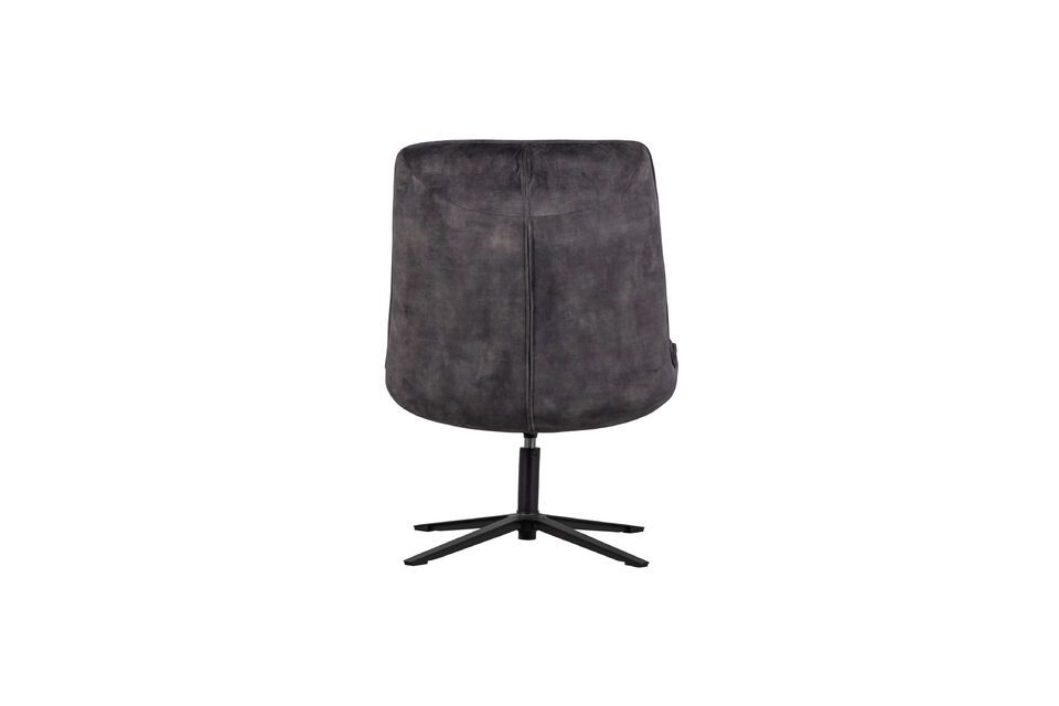 La seduta e lo schienale della sedia girevole Job sono rivestiti in velluto grigio scuro