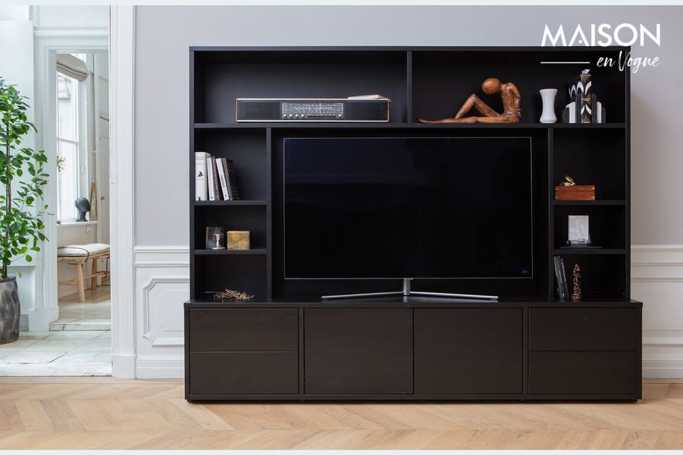 Porta TV in legno nero Maxel