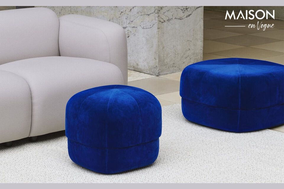 Pouf grande in velluto blu Circus Normann Copenhagen - 66cm