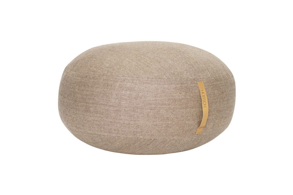 Pouf in lana marrone Mochi Hübsch