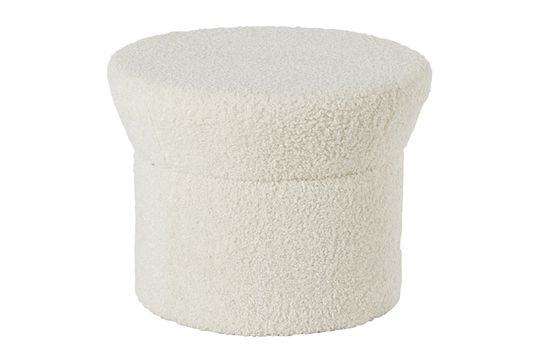 Pouf in tessuto bianco madreperlato Alan