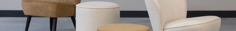 Materiali prima di tutto Pouf rotondo effetto pelle di pecora crema Sara