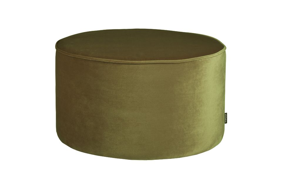 Pouf rotondo in velluto verde oliva Sara Woood - 60cm