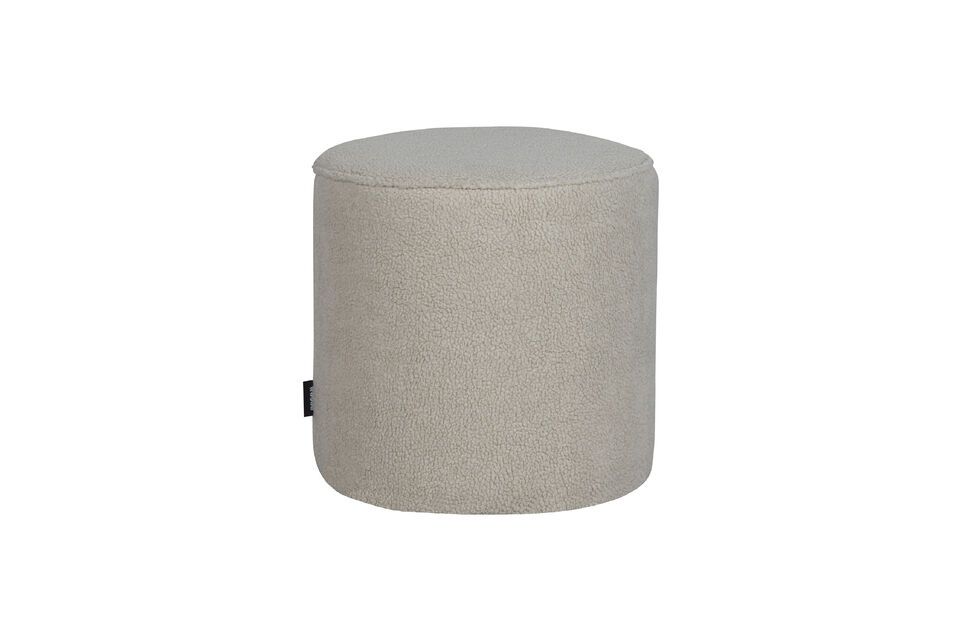 Pouf rotondo Sara in tessuto bianco sporco Woood