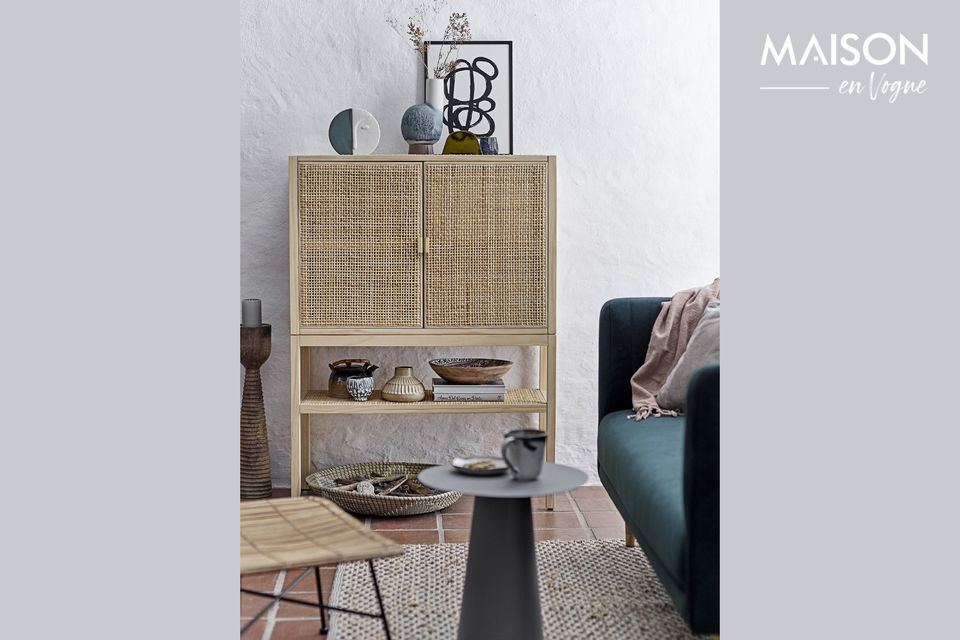 Sanna buffet in pino e rattan naturale Bloomingville