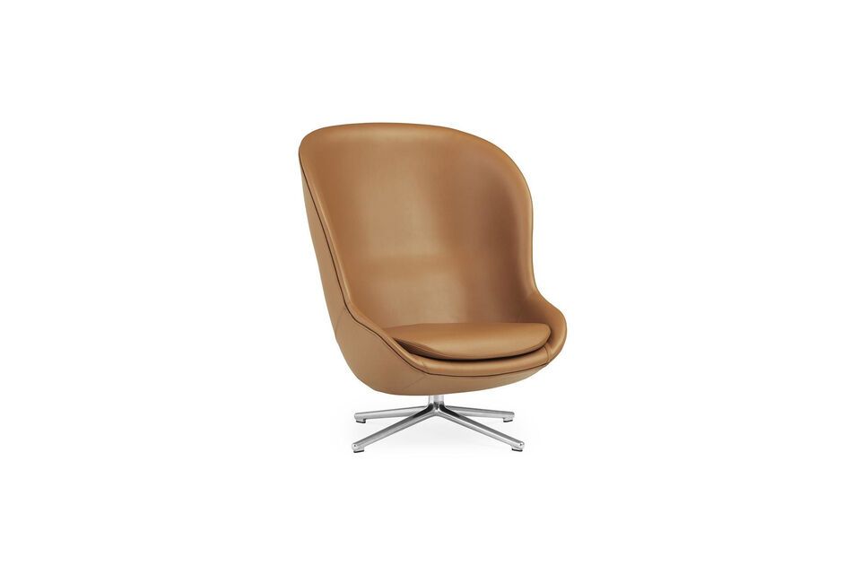 Sedia girevole in pelle marrone Hyg Normann Copenhagen