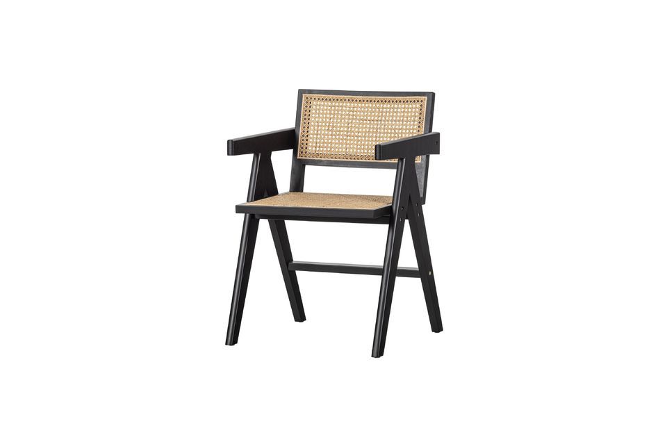 Sedia in rattan e legno nero Gunn Woood