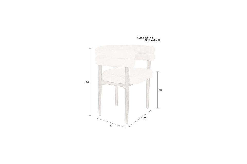 Sedia in tessuto bianco sporco Sela - 10