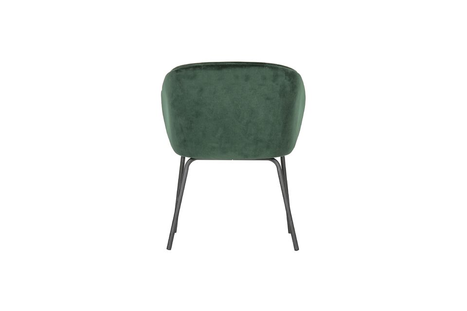 La sedia è rivestita in tessuto di velluto, composto per il 65% da terylene e per il 35% da cotone
