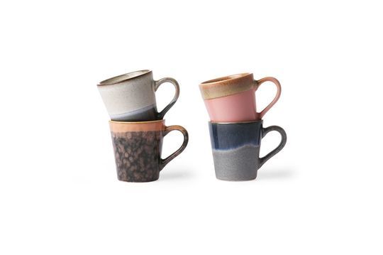Serie di 4 tazze da caffè espresso in ceramica anni '70 Foto ritagliata