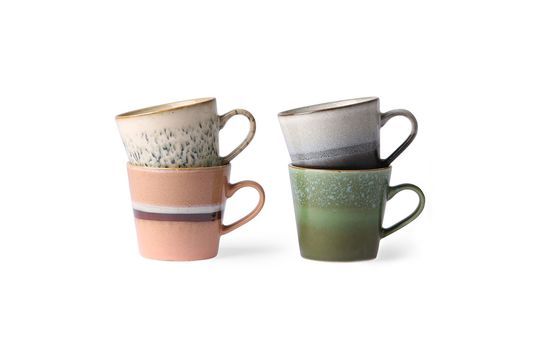 Serie di 4 tazze per cappuccino in ceramica anni '70