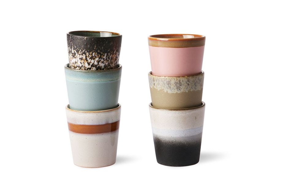 Serie di 6 tazze in ceramica anni '70 HK Living
