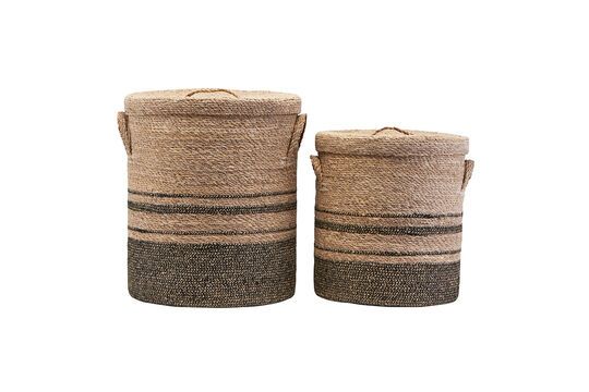 Set di 2 cesti in fibra naturale chiara e grigia Laundry