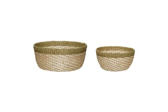 Set di 2 cesti in fibra naturale kaki Palm