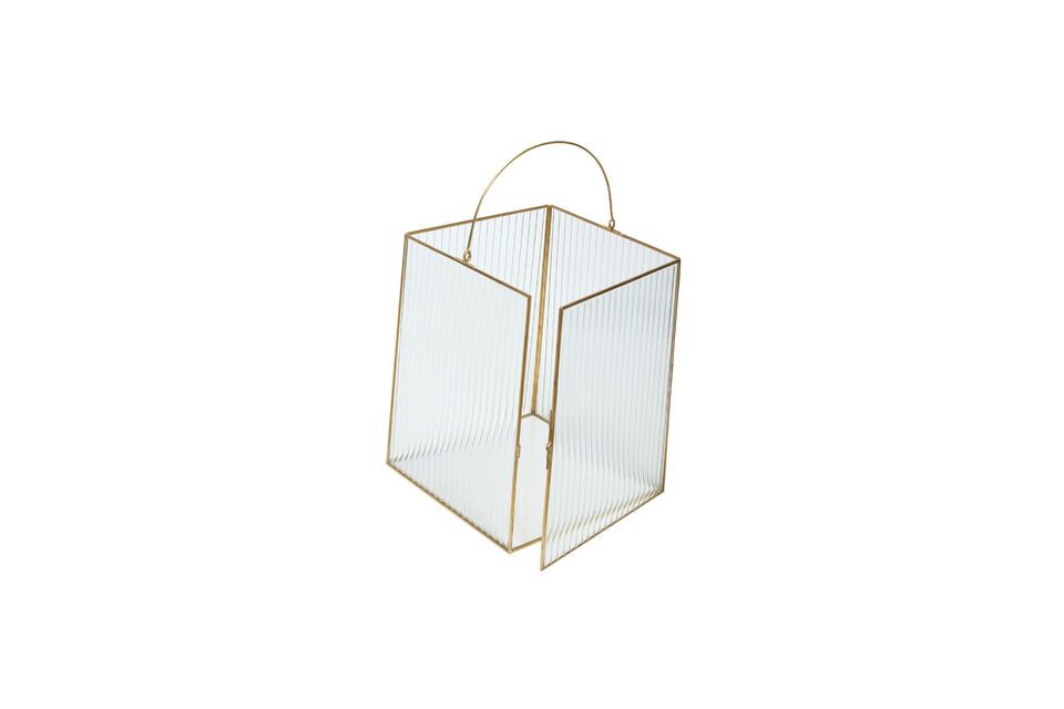 Set di 2 lanterne in vetro Ripple in ottone Hübsch